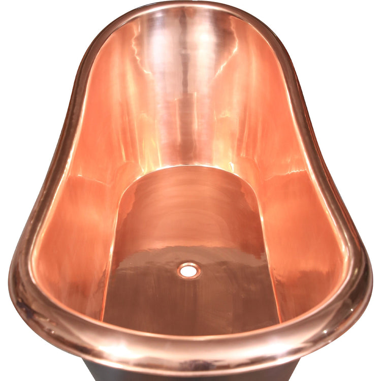 Roll Top Copper Bathtub Inside Polish Copper Outside Black