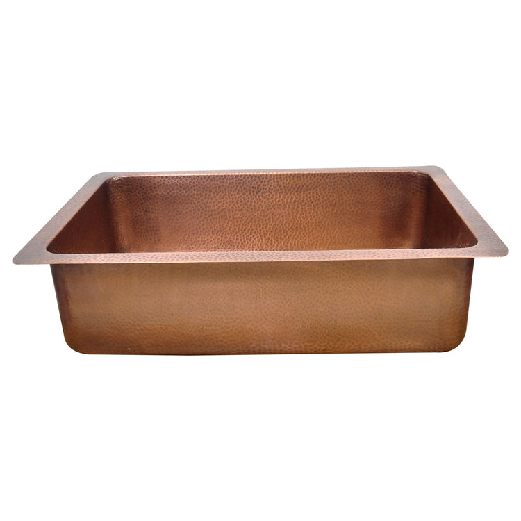 Single Bow Single Wall Hammered Copper Kitchen Sink