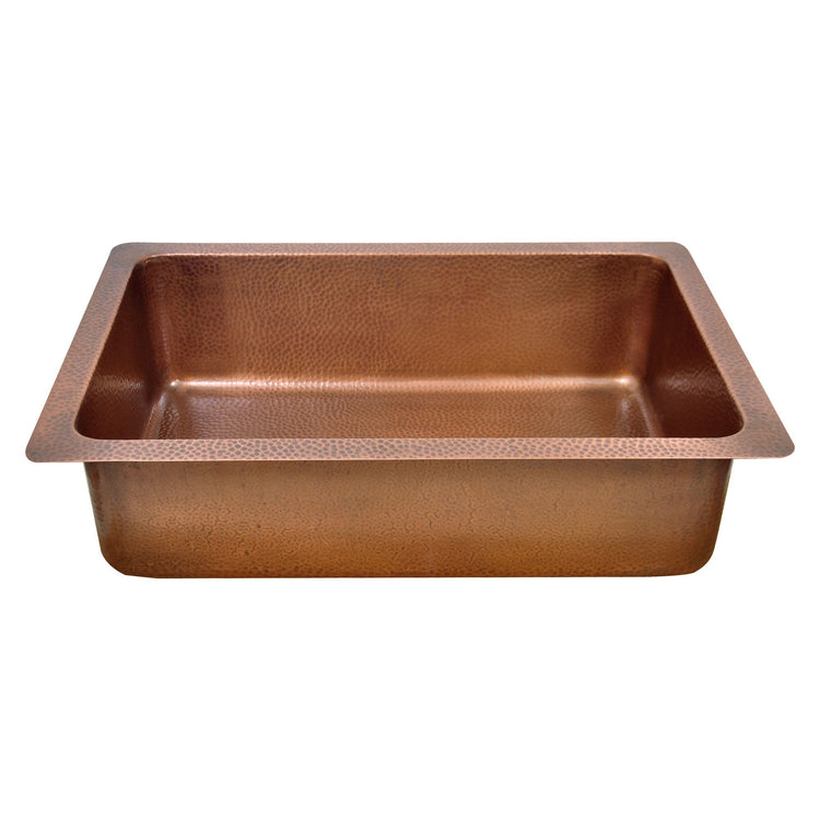 Single Bow Single Wall Hammered Copper Kitchen Sink