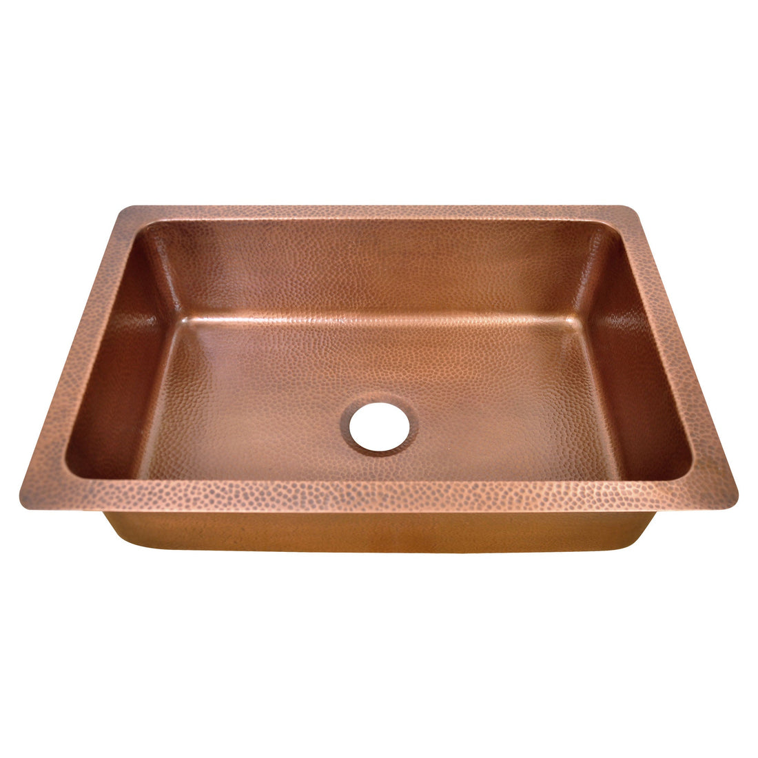 Single Bow Single Wall Hammered Copper Kitchen Sink