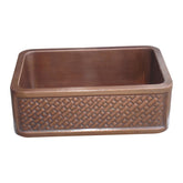Single Bowl Diagonal Brick Front Apron Copper Kitchen Sink