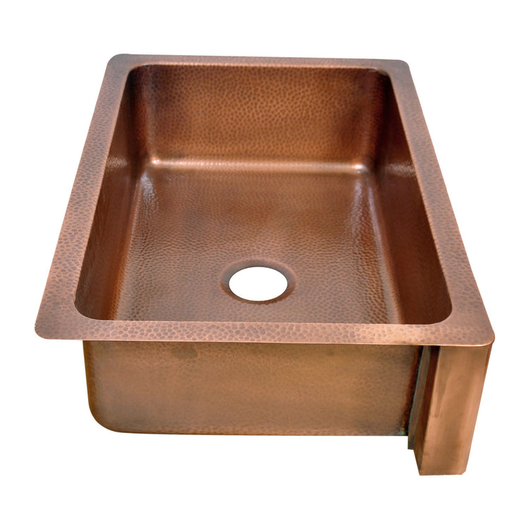 Single Bowl Vine Design Front Apron Copper Kitchen Sink