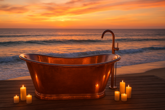 The Coastal Elegance of a Copper Bathtub by the Ocean