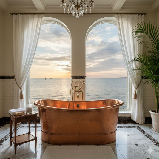 A Sea-Facing Copper Bathtub: The Ultimate Coastal Retreat
