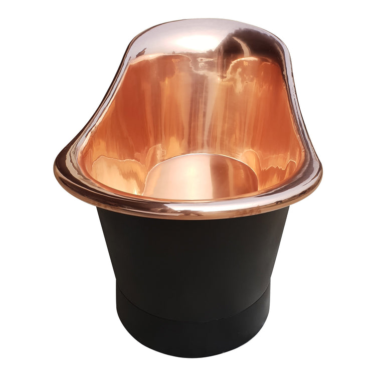 Straight Base Copper Bathtub Black Outside
