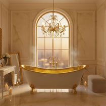 Clawfoot Brass Bathtub Polished Brass Interior & Matt White Exterior Finish