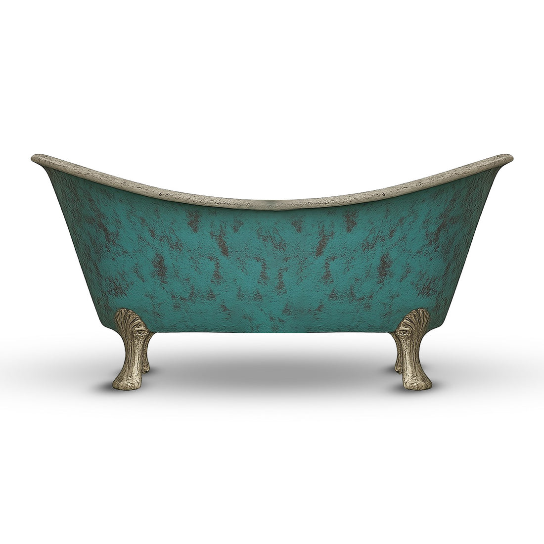 Clawfoot Copper Bathtub Verdigris Patina Exterior & Tin Interior Double Slipper