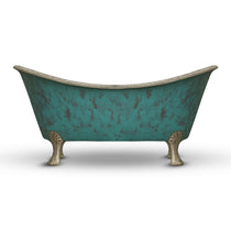 Clawfoot Copper Bathtub Verdigris Patina Exterior & Tin Interior Double Slipper