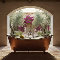 Copper Clawfoot Tub Nickel Interior Antique Hammered Copper Exterior Double Slipper