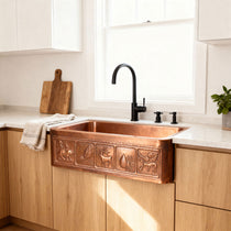 Copper Farmhouse Sink Animal Front Apron