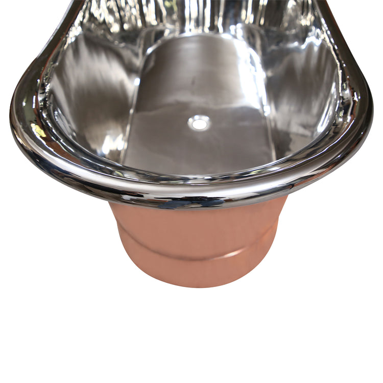 Straight Base Copper Bathtub Nickel Inside 1500mm