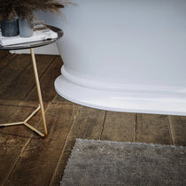 Pedestal Copper Bathtub White Powder Coated Exterior & Polished Copper Interior