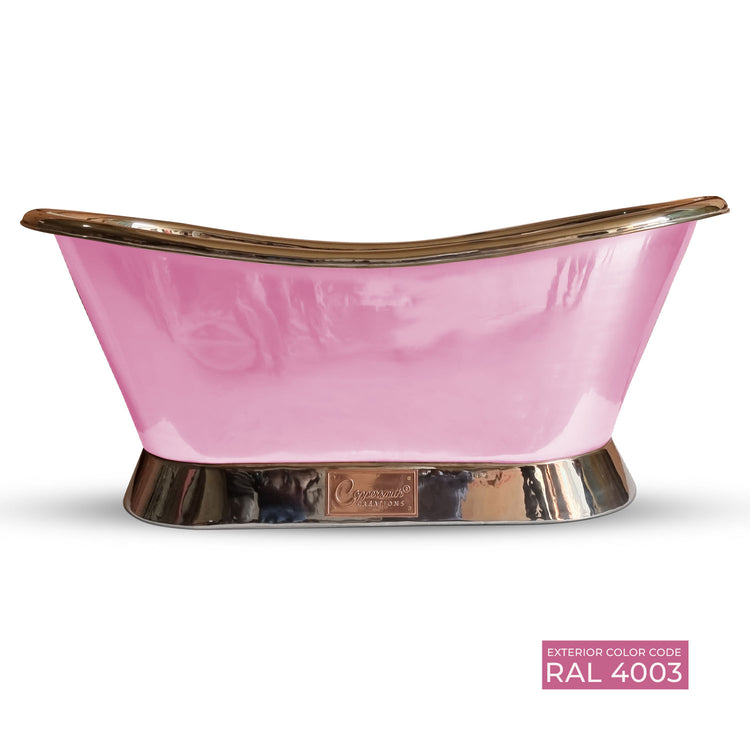 Slanting Base Copper Bathtub Nickel Inside & on Base RAL 4003 Exterior