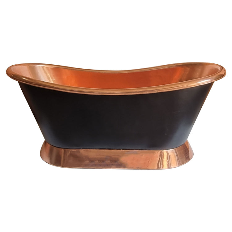 Slanting Base Copper Bathtub Copper Inside & on Base Black Outside