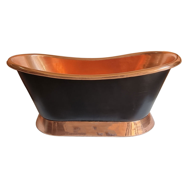 Slanting Base Copper Bathtub Copper Inside & on Base Black Outside