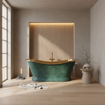 Slanting Base Brass Bathtub Polished Brass Inside & Patina Outside