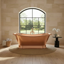 Slanting Base Copper Bathtub Full Shining Copper Finish