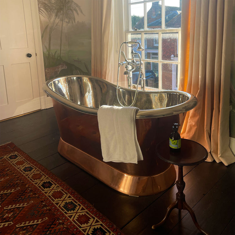 Slanting Base Copper Bathtub Nickel Inside Copper Outside
