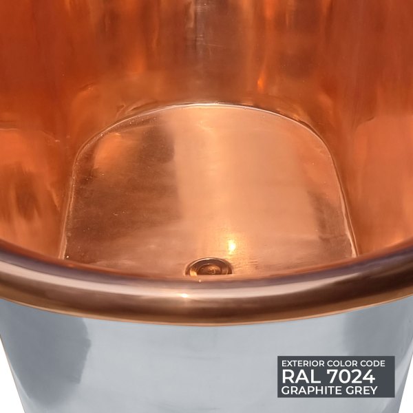 Straight Base Copper Bathtub Polished Copper Interior & RAL7024 Graphite grey Exterior