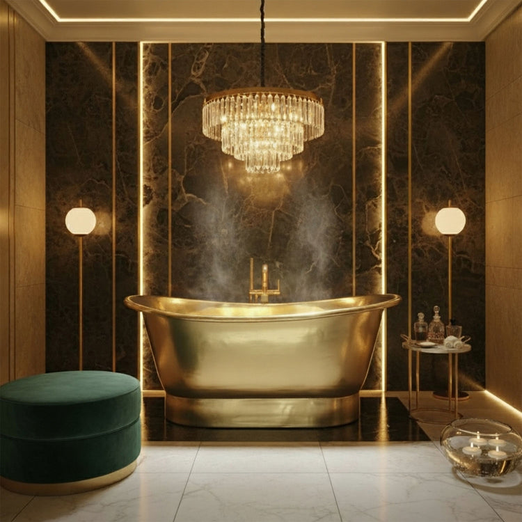Straight Base Brass Bathtub Full Polished Brass Finish