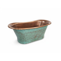 Straight Base Copper Bathtub Hammered Antique Finish Interior & Blue Green Patina Exterior Finish