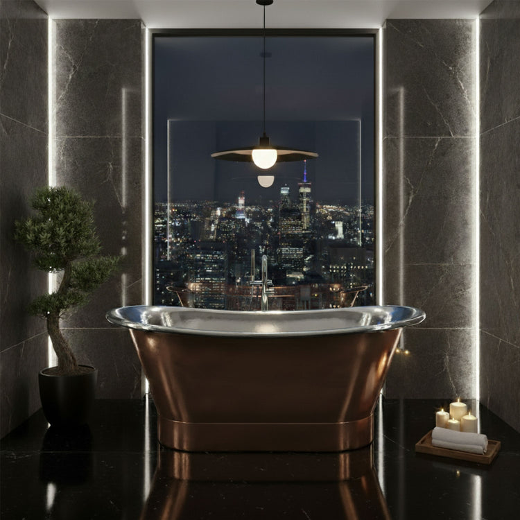 Straight Base Copper Bathtub Nickel Inside