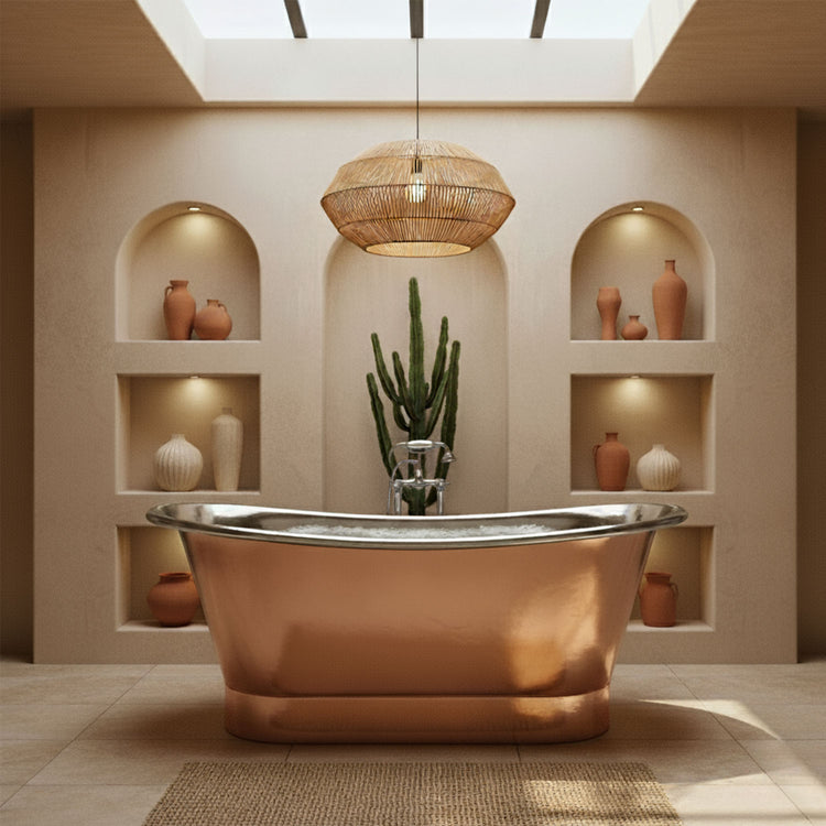 Straight Base Copper Bathtub Nickel Inside