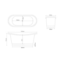 Straight Base Copper Bathtub Nickel Inside & Weathered Antique Finish Copper Outside