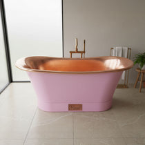 Straight Base Copper Bathtub Polished Copper Interior & RAL4003 Exterior