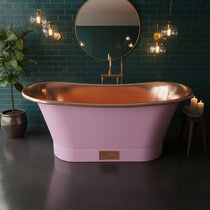 Straight Base Copper Bathtub Polished Copper Interior & RAL4003 Exterior