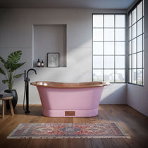 Straight Base Copper Bathtub Polished Copper Interior & RAL4003 Exterior