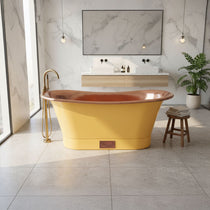 Straight Base Copper Bathtub Polished Copper Interior & RAL 1003 Signal Yellow Exterior
