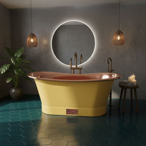 Straight Base Copper Bathtub Polished Copper Interior & RAL 1003 Signal Yellow Exterior