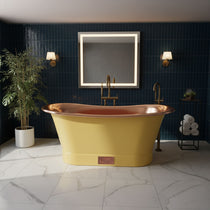 Straight Base Copper Bathtub Polished Copper Interior & RAL 1003 Signal Yellow Exterior