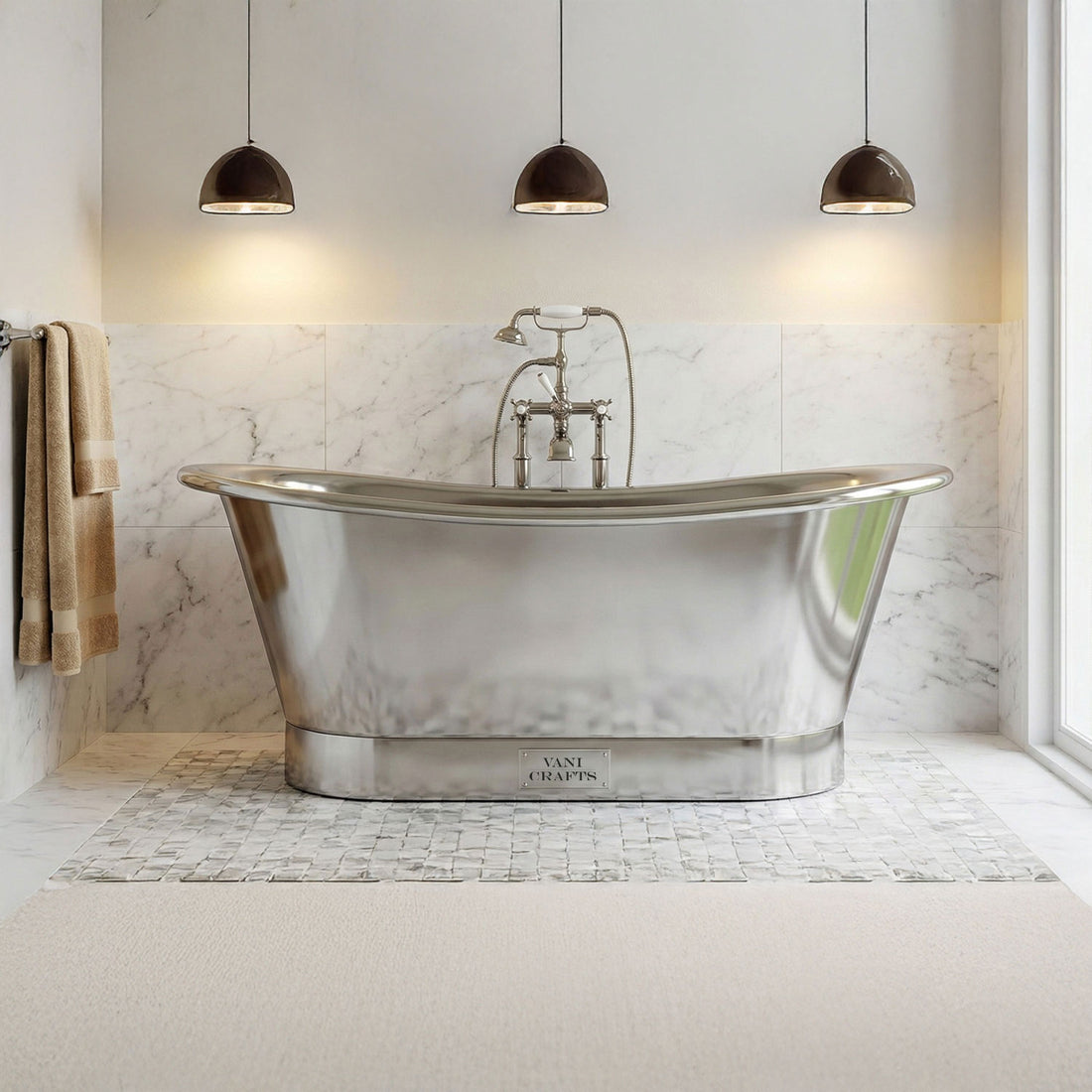 Straight Base Stainless Steel Bathtub Full Steel Finish