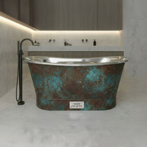 Straight Base Stainless Steel Bathtub Weathered Patina Exterior Finish