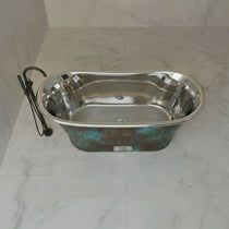 Straight Base Stainless Steel Bathtub Weathered Patina Exterior Finish