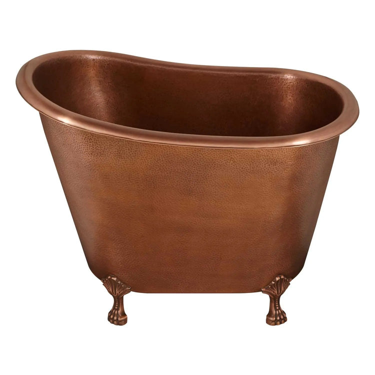 Clawfoot Bathtub Hammered Copper Single-Slipper Soaking Tub 49-inch