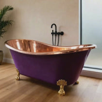 Clawfoot Copper Bathtub Polish Copper Inside RAL 4007 Purple violet Outside