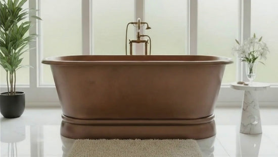Hammered Antique Finish Pedestal Copper Bathtub