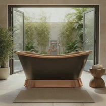 Slanting Base Copper Bathtub Copper Inside & on Base Black Outside