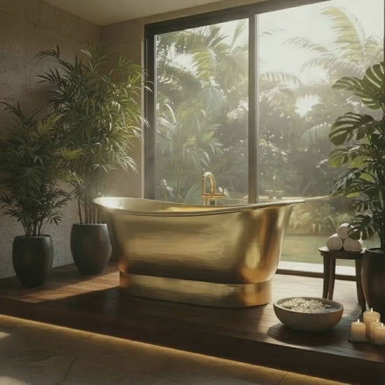 Straight Base Brass Bathtub Full Polished Brass Finish