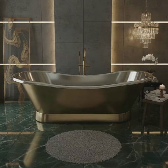 2000mm Slanting Base Brass Bathtub Nickel Interior (No Branding Plaque)