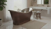 Ribbed Base Smooth Double Slipper Nickel Interior Copper Bathtub
