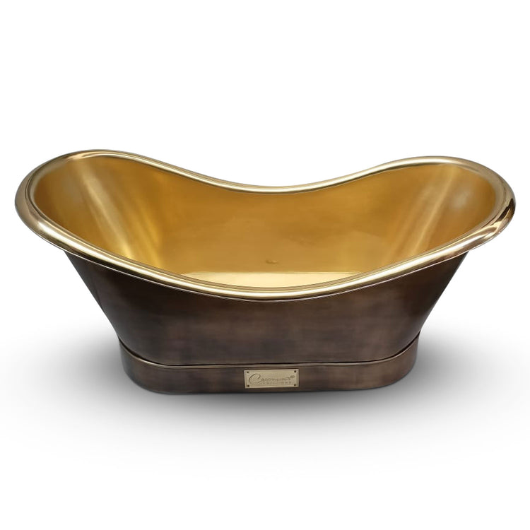 Roll Top Brass Bathtub Polished Interior & Antique Finish exterior