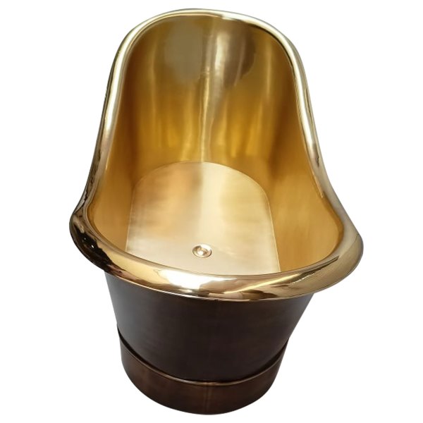 Roll Top Brass Bathtub Polished Interior & Antique Finish exterior