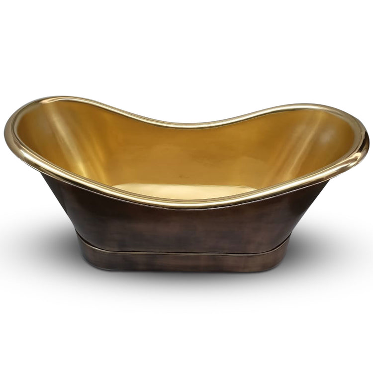 Roll Top Brass Bathtub Polished Interior & Antique Finish exterior