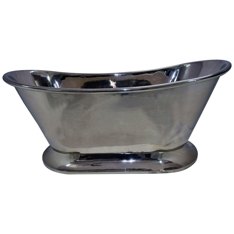 Nickel Finish Curved Pedestal Copper Bathtub - Coppersmith Creations