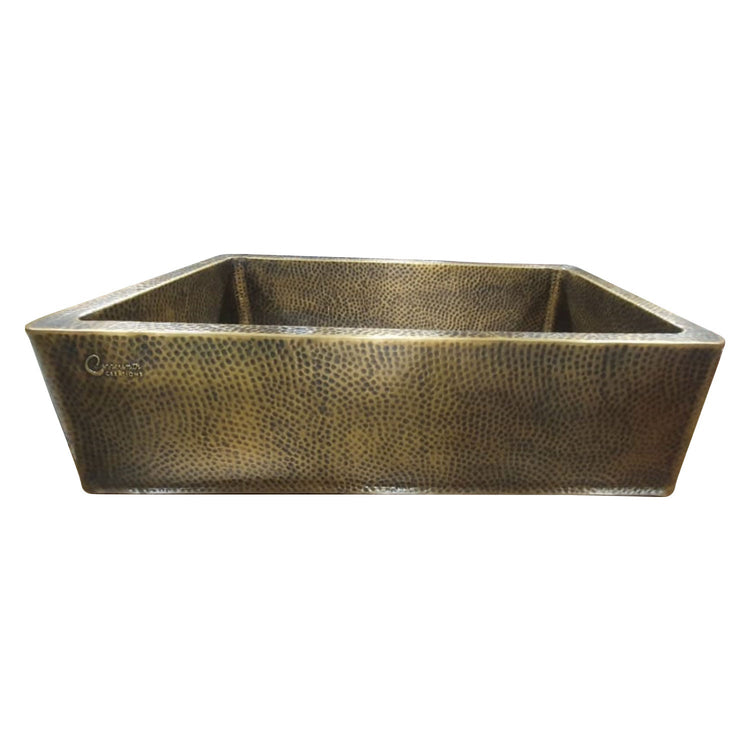 Single Bowl Hammered Front Apron Antique Brass Kitchen Sink