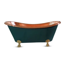 Hammered Clawfoot Copper Bathtub RAL 6004 Blue-Green Exterior